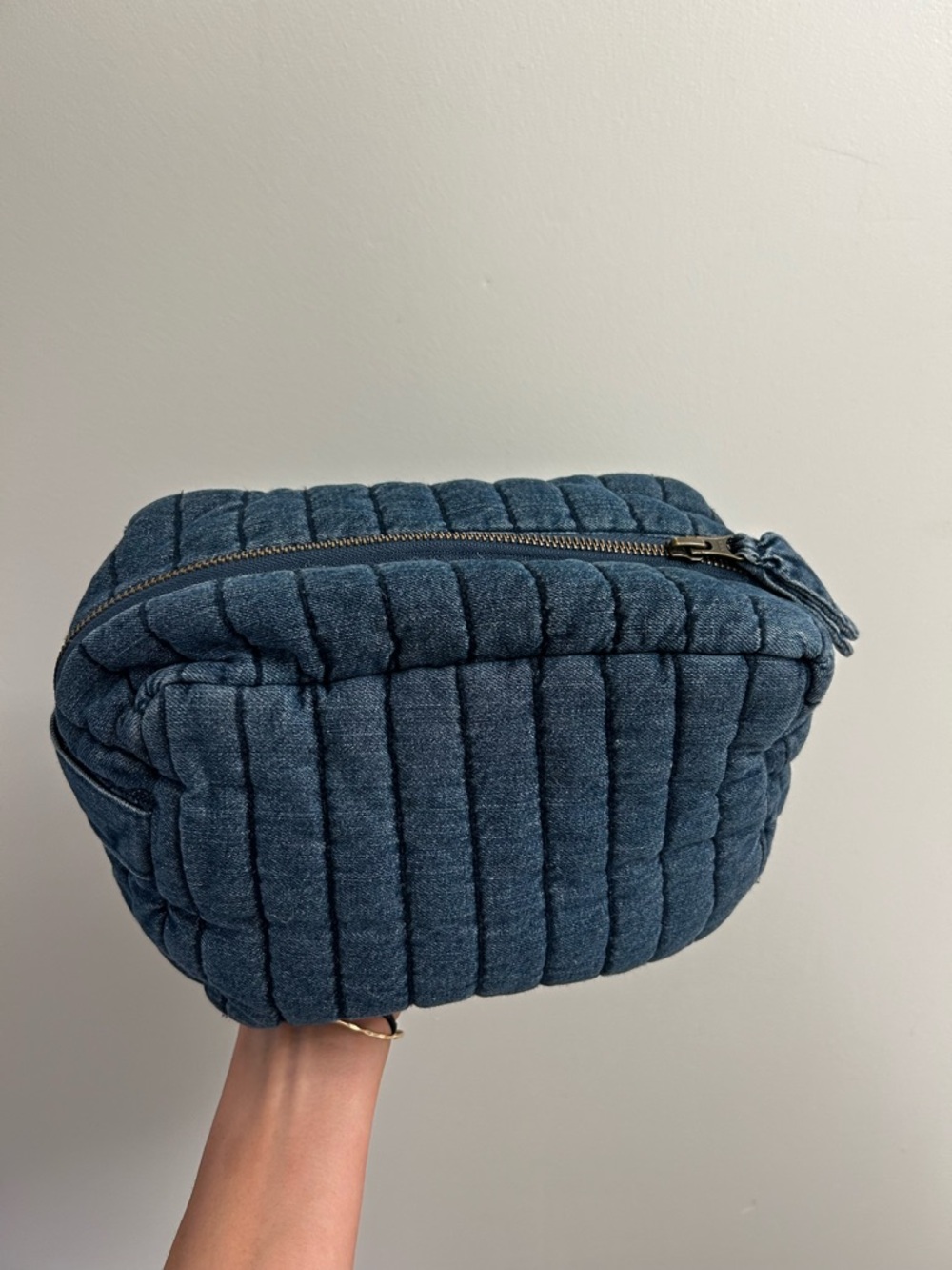 Pehr Quilted Denim Cosmetic Pouch - Blue